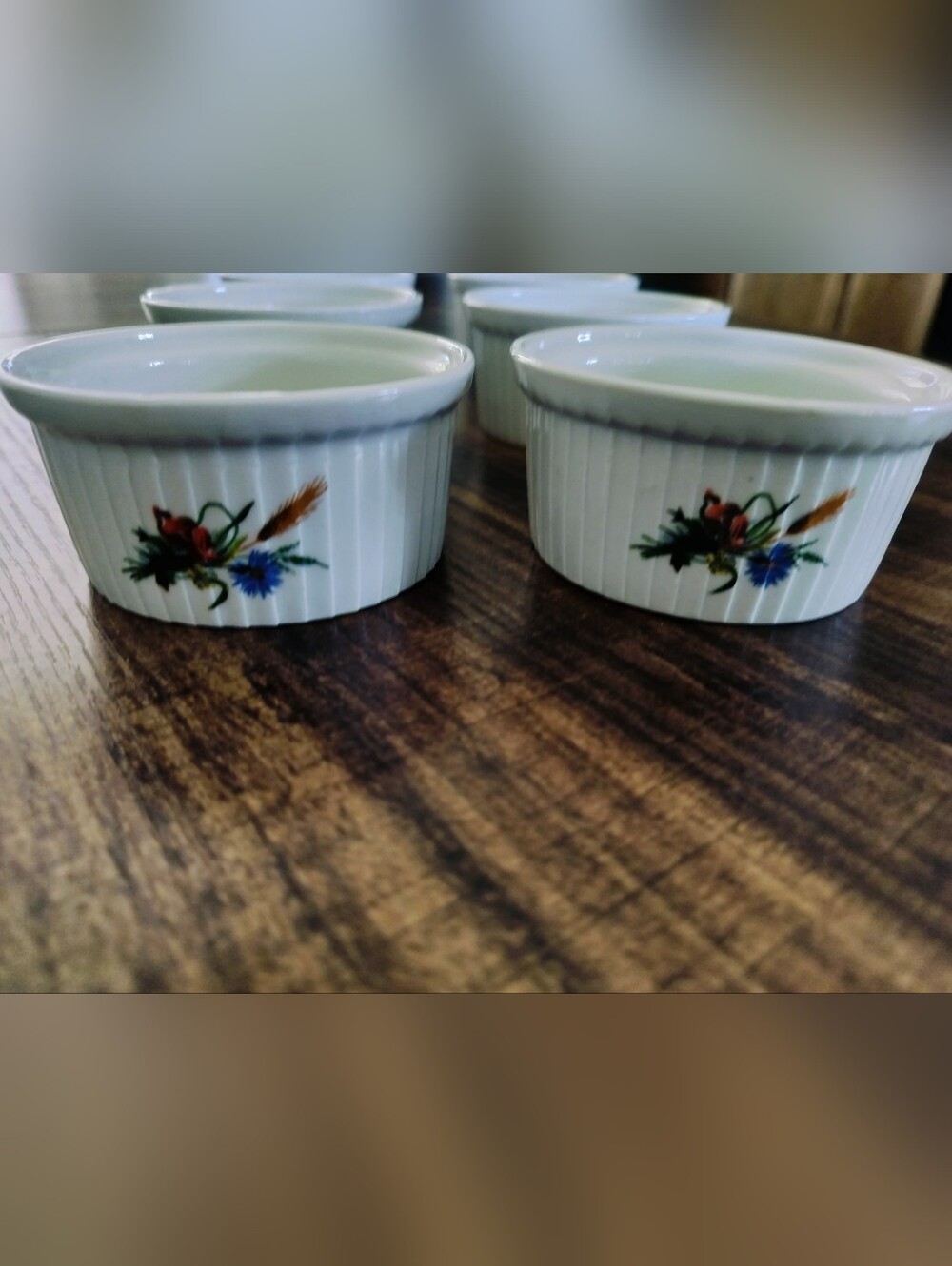 Set of 6 Vintage Pillivuyt France Porcelain Ramekins – Floral Motif